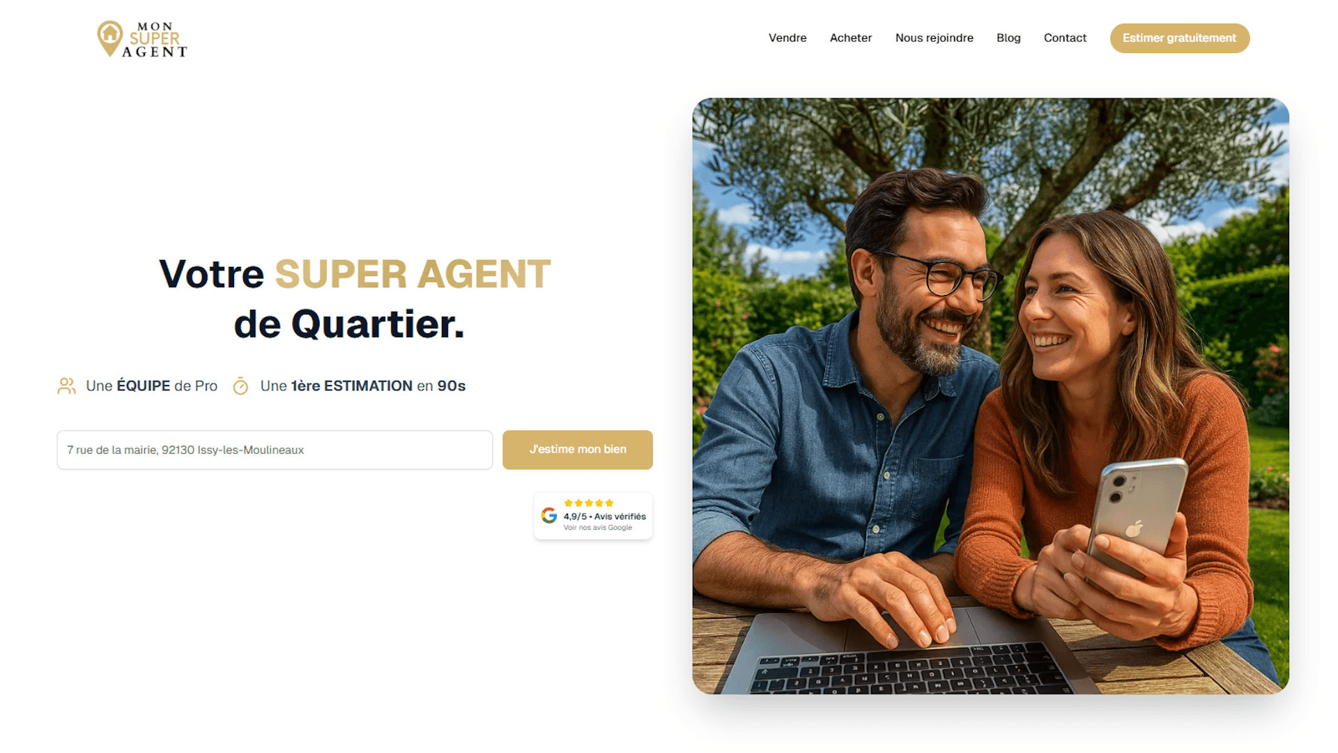 Page d'accueil de Mon Super Agent