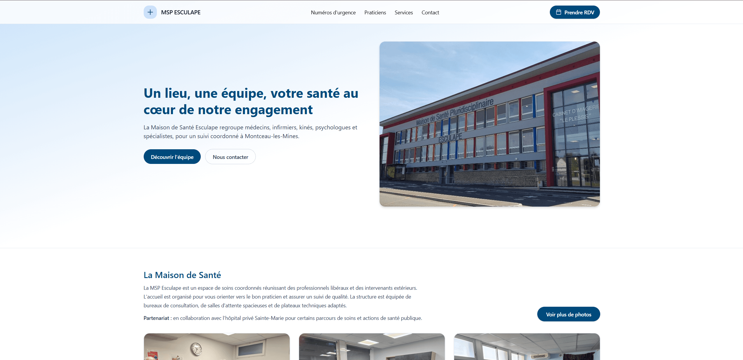 Page d'accueil de MSP Esculape