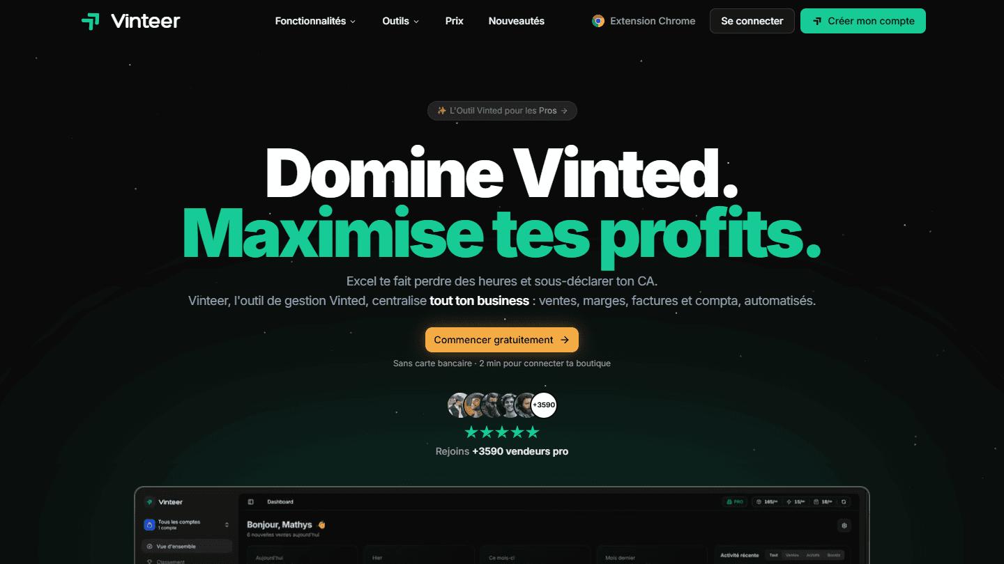 Page d'accueil de Vinteer